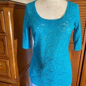 Express Teal Lace Blouse